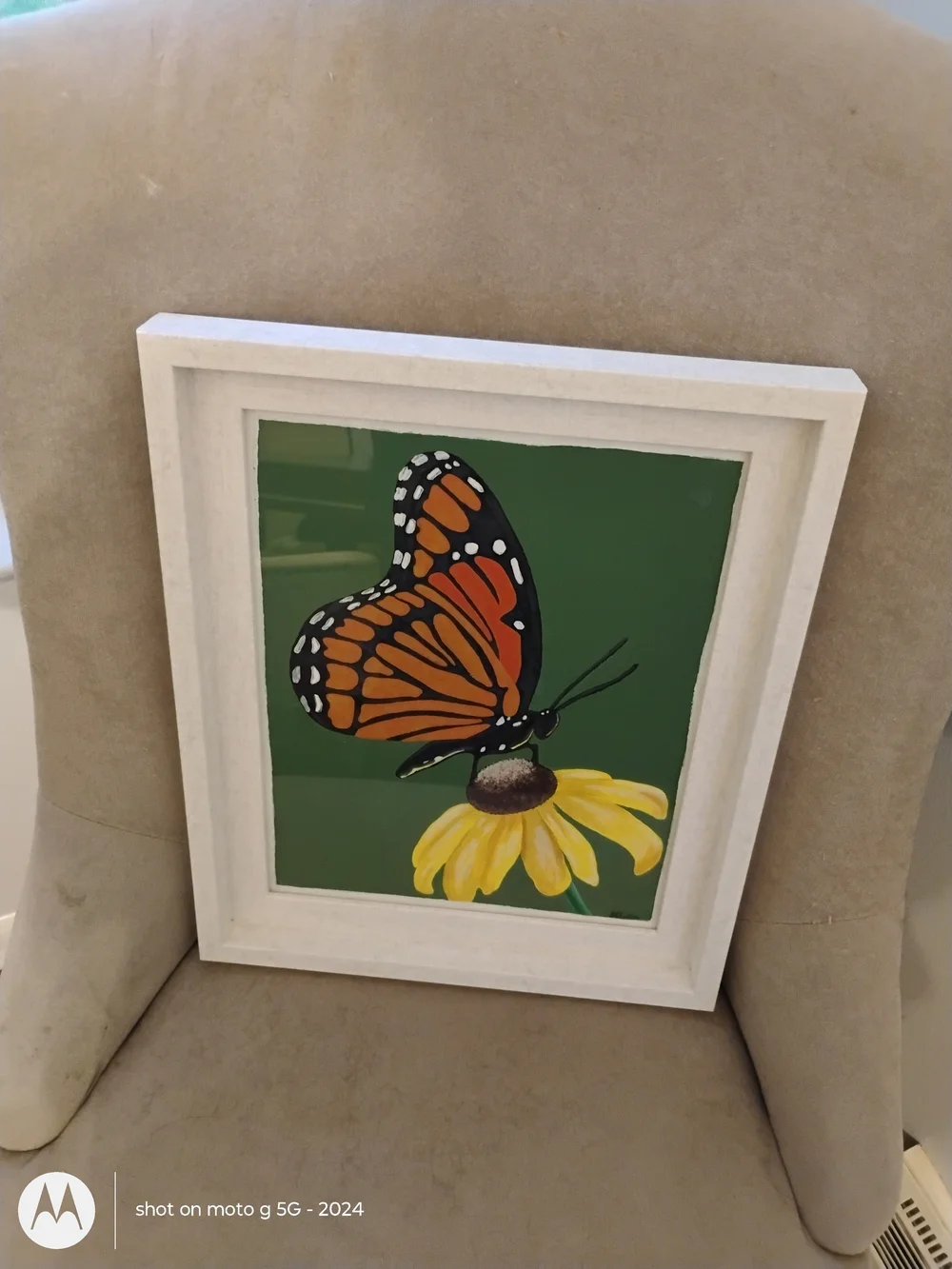 Framed Monarch Butterfly Wall Art in Orange and Green